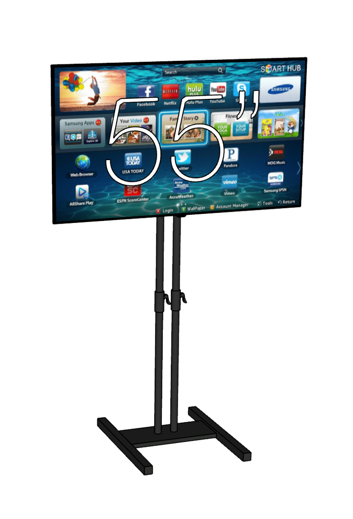 TV55" montert på gulvstativ(e)